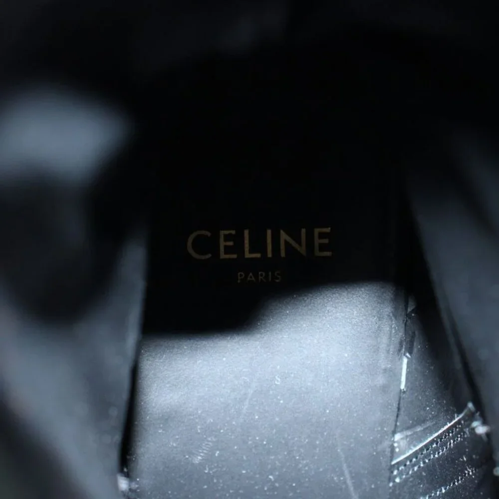 Celine Short Boots Leather Belt Pointed Toe Logo 36 Black - Picture 6 of 6